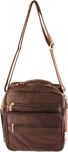 Vista 5 de Large Men's Women's Cowhide Leather Messenger Shoulder Unisex Cross-Body Organizer w Built-in Wallet CC Change ID