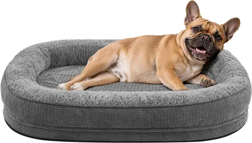 Vista 8 de JOEJOY Cama ortopédica para perros medianos, cama para mascotas de espuma viscoelástica con laterales de refuerzo, forro impermeable, funda