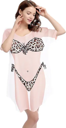 Vista 5 de Bellady Lady's Fun Wear - Camiseta con estampado de bikini rosa intenso