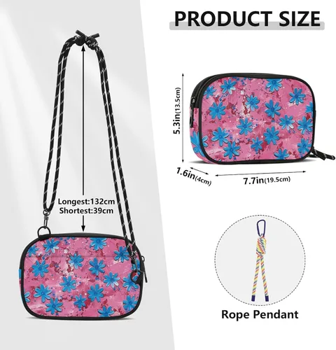 Vista 3 de Oil Painting with Retro Blue Flowers Cute Crossbody Bags Men Comfort with Credit Card Slots Messenger Bag Crossbody Go shopping bolso manos libres