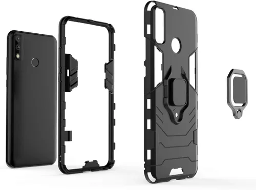 Vista 4 de Funda para Huawei Y8S 2020, soporte de anillo giratorio 360 con soporte magnético para automóvil, color negro