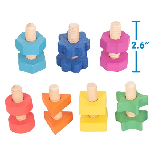 Vista 2 de tickit Juego de 14 tuercas y pernos de madera arcoíris, formas y colores a juego