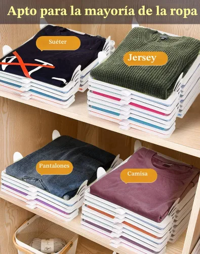 Vista 5 de Accenter Organizador de Camisetas para Almacenamiento de Ropa, Organizador de Armario Apilable con Fácil Acceso, Tabla para Doblar Camisas