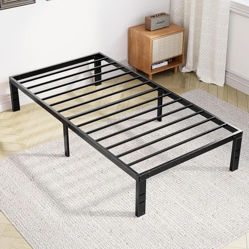 Vista 11 de Sweetcrispy - Marco de cama individual, plataforma de 12 pulgadas Easy Assembly, Twin Size 12 Inch Platform Bed Frame, Heavy Duty Metal Foundation