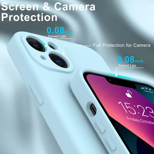 Vista 5 de DEENAKIN Funda compatible con iPhone 13 con protector de pantalla, silicona suave y sedosa, funda mejorada para cámara, probada contra caídas de 16