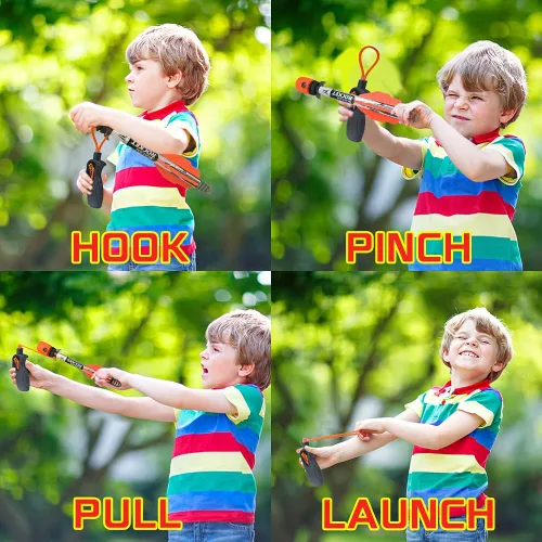 Vista 7 de VATOS Juguetes lanzadores de tirachinas para niños, cohete de espuma Sky Scream con 2 paquetes y 1 lanzador Dispara hasta 250 pies de actividad
