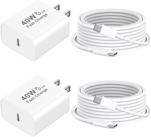Vista 9 de [Certificado MFi de Apple] Cargador para iPhone 17 Pro Max de carga rápida, bloque de carga USB C de 40 W con cable de carga tipo C extra largo