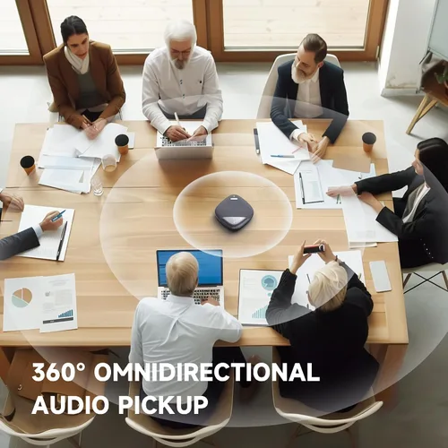 Vista 3 de HORION Altavoz de conferencia con micrófono, altavoz Bluetooth inalámbrico para computadora de reuniones de oficina, con 8 micrófonos, captación