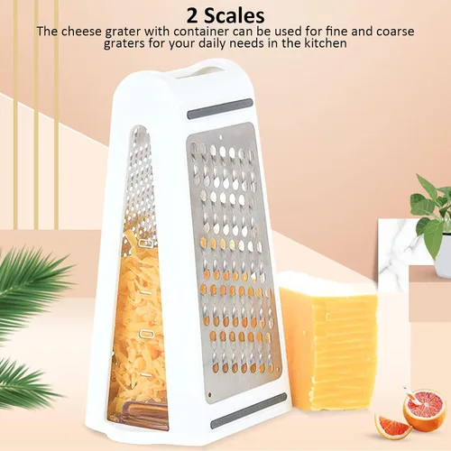 Vista 2 de Rallador de acero inoxidable, Rallador de queso de caja, Rallador de queso con contenedor, Rallador manual de verduras para jengibre, papas