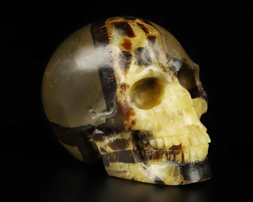 Vista 8 de Skullis Cabeza de calavera de cristal de obsidiana negra de 2.0 pulgadas, escultura de arte fino de piedras preciosas talladas a mano, estatua