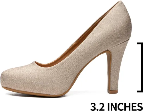 Vista 2 de Trary Tacones negros para mujer, tacones negros, tacones blancos, tacones marrones, tacones de plataforma baja, tacón alto IN3.2, zapatos de vestir