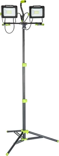 Vista 5 de PowerSmith Luz de trabajo LED de doble cabezal de 10,000 lúmenes con trípode de bloqueo abatible de metal ajustable de 60 pulgadas y cable
