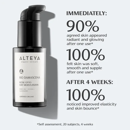 Vista 4 de Alteya Organics Day Moisturizer Certified Organic Skin Care 1.7 Fl Oz/1.7 fl oz Crema facial galardonada Bio Damascena con aceite de rosa búlgaro