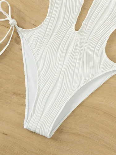 Vista 5 de Verdusa Traje de baño de una pieza para mujer con cuello halter y espalda descubierta