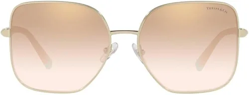 Vista 2 de Tiffany & Co. Gafas de sol para mujer, montura dorada pálida, lentes de espejo marrón claro, 2.362 in, Oro pálido