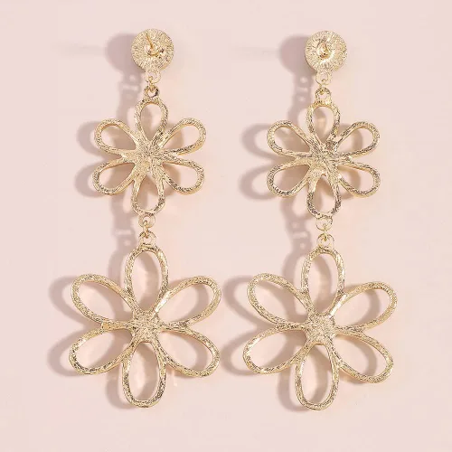 Vista 5 de Aretes colgantes de flores turquesas para mujer, con borla larga, margarita, flor de cerezo, piedra natal azul, colgante, bohemios, ligeros, regalos