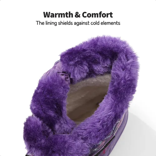 Vista 4 de DREAM PAIRS Botas de nieve de invierno para niños y niñas, hasta la pantorrilla