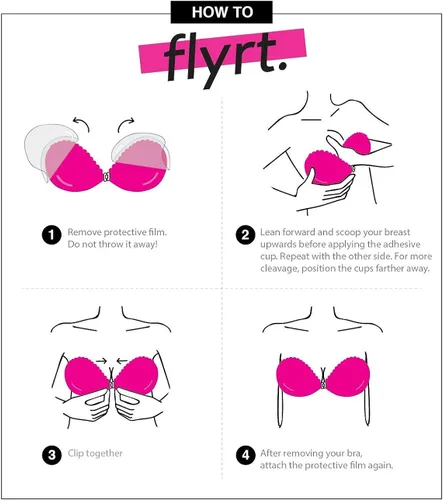 Vista 3 de Flyrt Sujetador adhesivo adhesivo sin tirantes de encaje sin espalda acolchado push-up