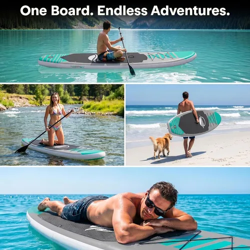 Vista 6 de SereneLife Tabla de remo inflable de 10 pies 6 pulgadas con accesorios de SUP de alta calidad, diseño estable de 32 pulgadas de ancho