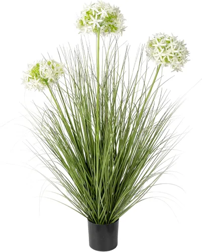 Vista 15 de Ttranewsoo Plantas artificiales de césped alto con macetas de 47 pulgadas, 1 paquete de césped artificial de lirio de los valles, decoración