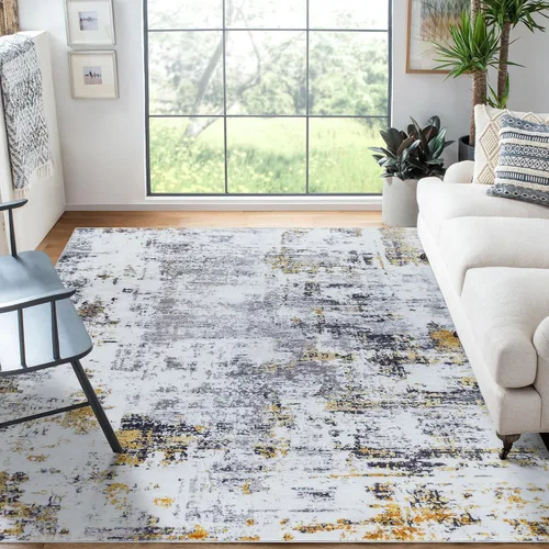 Vista 10 de Auemtyn Alfombra de área de 8 x 10 pies para sala de estar, alfombra lavable con parte trasera antideslizante, alfombra de pelo bajo para gris
