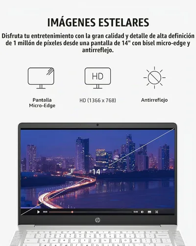 Vista 4 de HP Chromebook 14 Laptop, procesador Intel Celeron N4000, 4 GB de RAM, 32 GB eMMC, pantalla HD de 14", Chrome, computadora ligera con cámara web