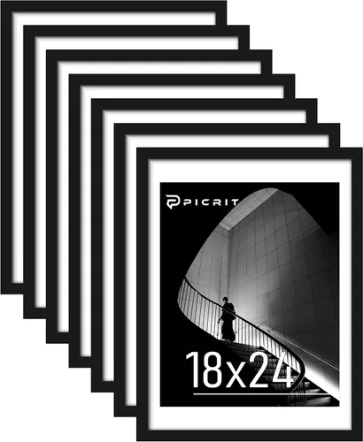 Vista 13 de Picrit Marco negro para póster de 24 x 34 pulgadas, paquete de 7 unidades, para fotos de 20 x 30 pulgadas con paspartú o de 24 x 34 pulgadas sin