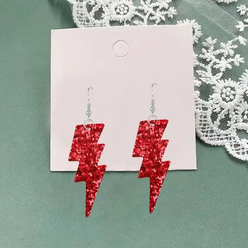 Vista 6 de YUNXI Aretes de lentejuelas de poliuretano de los años 80 para Halloween, aretes de relámpago, retro, ligeros, colgantes para mujeres y niñas