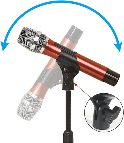 Vista 4 de 2 clips universales para micrófono, soporte de clip de micrófono ajustable para soporte de micrófono, vienen con adaptador de tornillo macho de 5/8
