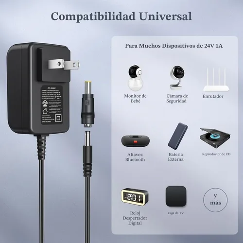 Vista 3 de Adaptador de corriente de 24V 1A Enchufe de pared de conmutación regulado
