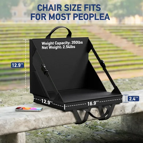 Vista 2 de Asientos de estadio con respaldo - Silla plegable de gradas para playa y campamento - Cojines portátiles de gradas para adultos y niños - Banco