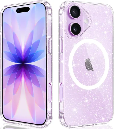 Vista 7 de Diseñada para iPhone Air, funda magnética con purpurina, compatible con carga inalámbrica, parte trasera brillante antiarañazos, a prueba de golpes