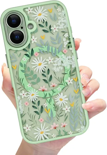 Vista 40 de Compatible con el teléfono 13 Pro - Funda magnética mate translúcida, de lujo, a prueba de golpes, magnética y con bonito patrón de flores, carcasa