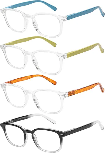 Vista 4 de AQWANO 4 Pack Computer Reading Glasses Blue Light Filter Readers Glare Glasses for Men Women