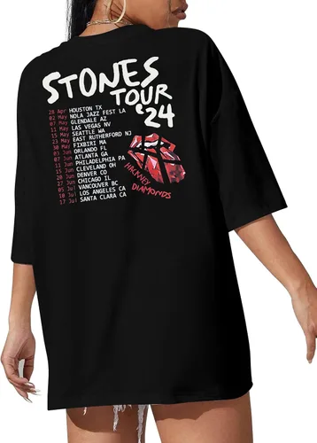Vista 4 de Camisa de música country de gran tamaño para mujer, camiseta casual de banda de rock, traje de concierto, camiseta de verano para vacaciones