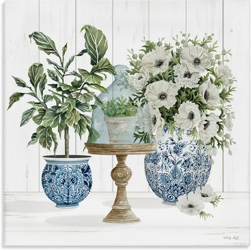 Vista 18 de Stupell Industries Carol Robinson, ramo de flores de aster, arte de pared en lienzo con diseño de ramo de flores moradas suaves, 17 x 17 pulgadas