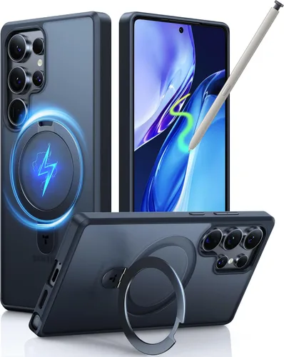 Vista 9 de TORRAS Funda magnética de albaricoque pálido para Galaxy S25 Ultra [compatible con Magsafe] soporte de anillo, a prueba de golpes, translúcida