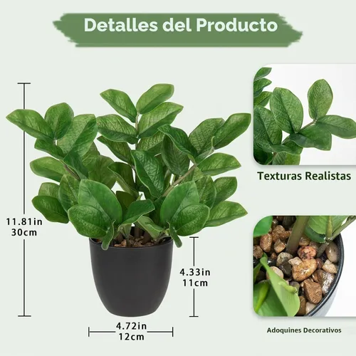 Vista 2 de Briful Plantas Artificiales de Interior, Plantas ZZ Artificiales en Maceta Negra Plantas de Seda Artificiales para Casa Oficina Mesa de Comedor