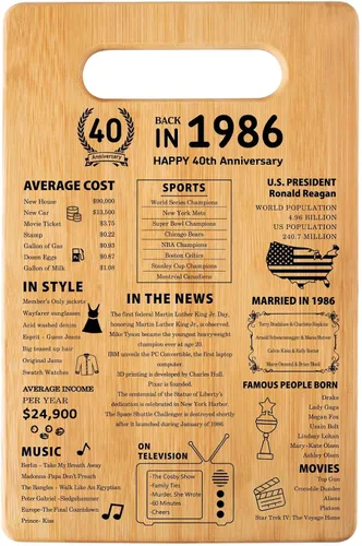 Vista 8 de Tabla de cortar del 50º aniversario de boda, regalos para mujeres y hombres, regalos de matrimonio para parejas, póster de 1976, decoraciones de 50