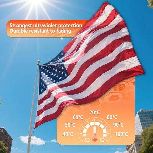 Vista 2 de Bandera estadounidense resistente de 2.5 x 4 pies para exteriores, poliéster hilado de lujo, bandera estadounidense bordada resistente a los rayos