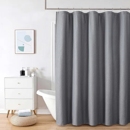 Vista 45 de OVZME Cortina de ducha de tela Berry Stall de 36 x 72 pulgadas, suave y gofre, pequeña cortina de ducha negra para baño con textura para un