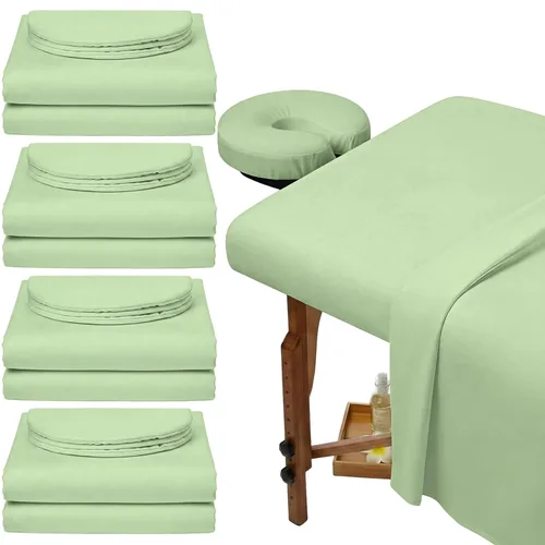 Vista 13 de Oudain Juego de 4 sábanas de microfibra suave para mesa de masaje de 3 piezas, incluye sábana encimera de masaje, sábana bajera ajustable y funda