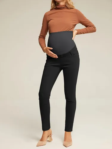 Vista 2 de Maacie Pantalones de trabajo de maternidad, pantalones de vestir casuales de negocios con bolsillos de alta elasticidad