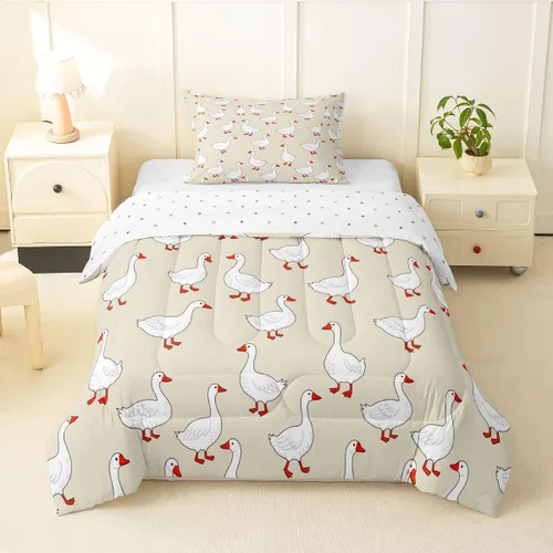 Vista 55 de Erosebridal Juego de ropa de cama a cuadros azul para niños, juego de cama individual con diseño de patos amarillos de dibujos animados, juego