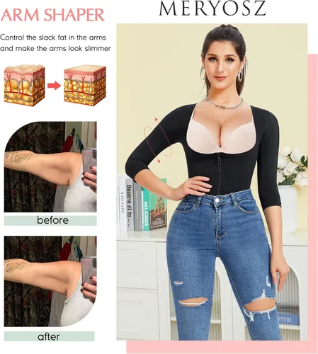 Vista 3 de MERYOSZ Fajas moldeadoras para mujer con control de abdomen, faja de entrenamiento de cintura, fajas colombianas, overol moldeador de cuerpo completo