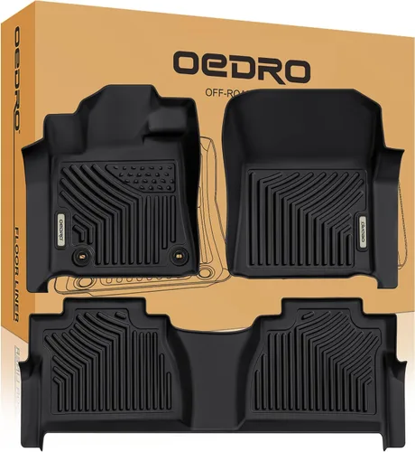 Vista 12 de OEDRO Alfombrillas compatibles con Toyota Tundra CrewMax Cab 2014-2021, juego de revestimientos delanteros y de segunda fila de ajuste personalizado