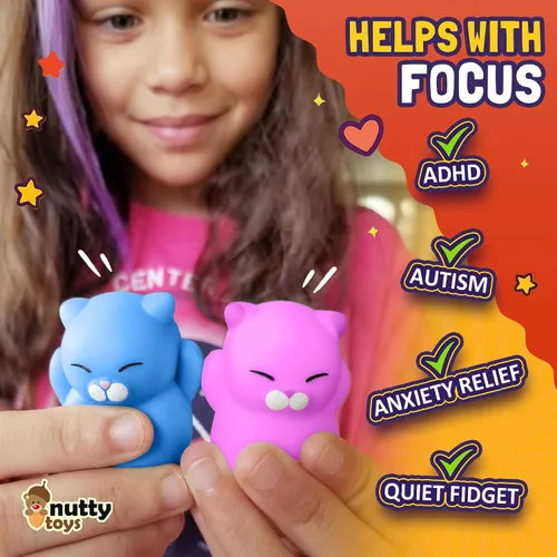 Vista 7 de Nutty Toys Juego de Gatos Suaves - Gatitos Kawaii de Silicona Suave de 2", Juguete Principal para Alivio del Estrés 2025 Regalos Únicos