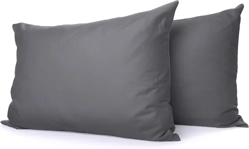 Vista 13 de Juego de 2 fundas de almohada de lujo para dormir con funda suave y transpirable, 100% algodón, 800 hilos, almohadas de rayas azul claro estándar