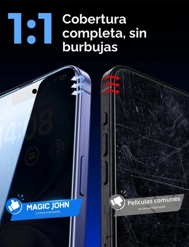 Vista 7 de MAGIC JOHN - 2 protectores de pantalla de vidrio templado para iPhone 16 (6.1) pulgadas, privacidad, eliminación automática de polvo, sin burbujas