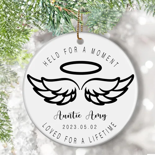 Vista 13 de Adorno conmemorativo para dormir en paz celestial, recuerdo de aborto espontáneo y bebé sin nacer, adorno personalizado, pérdida de bebé, en memoria